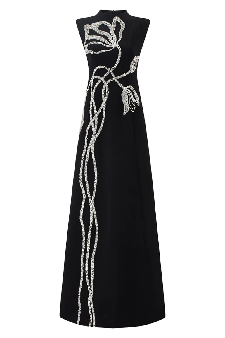 Dresses | Gowns<CULT MIA FLARED CAPE SLEEVES STRAIGHT MIDI DRESS Black