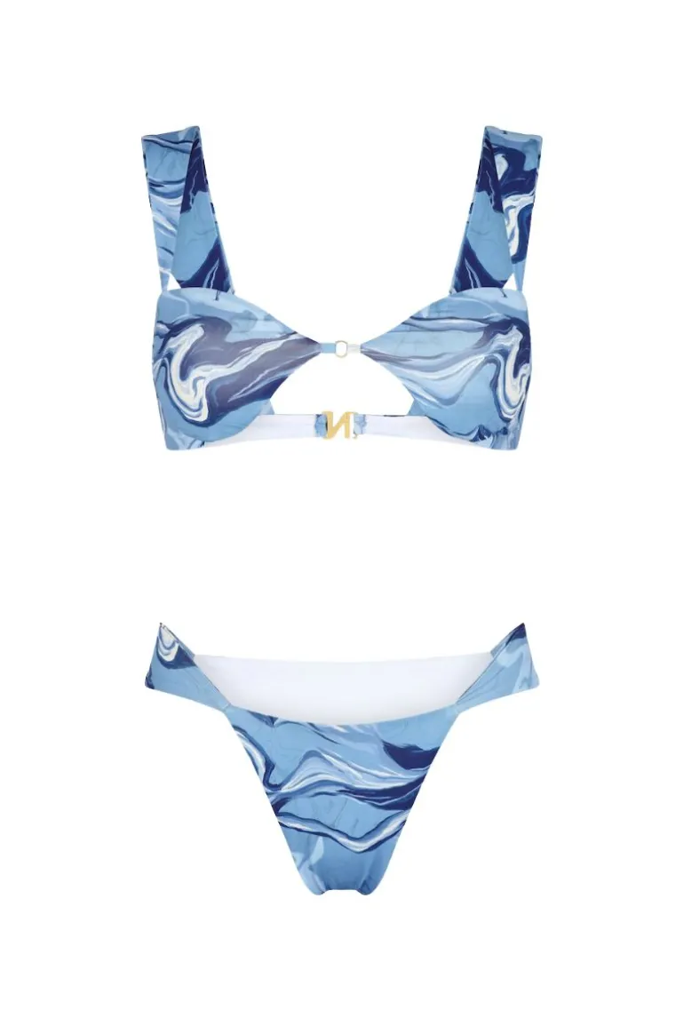 Swimwear<CULT MIA FLORA ONDAS AZUL BIKINI SET Olas Azul
