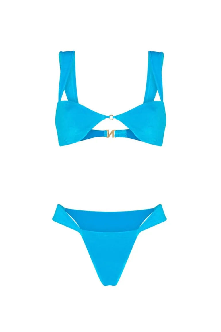 Swimwear<CULT MIA FLORA TURCHESE VELVET BIKINI Turquoise velvet