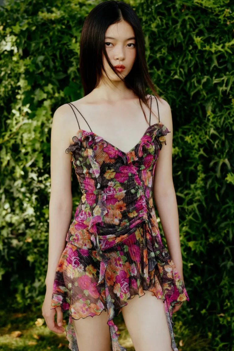 Dresses | Mini Dresses<CULT MIA FLORAL JERSEY DRESS WITH RUFFLES Floral Print