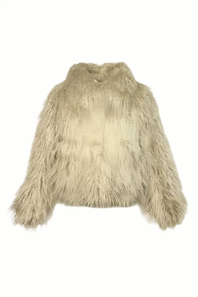 Jackets<CULT MIA FLUFFY FAUX FUR JACKET IN Beige