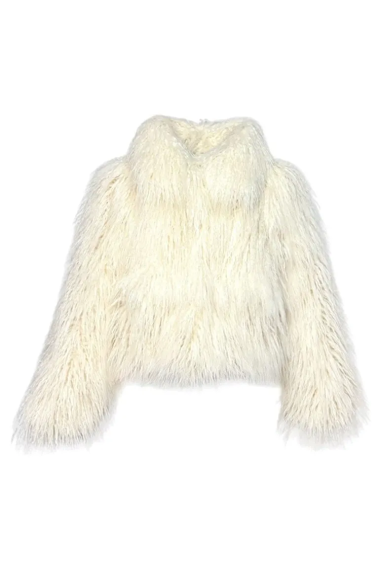 Jackets<CULT MIA FLUFFY FAUX FUR JACKET IN ECRU Cream