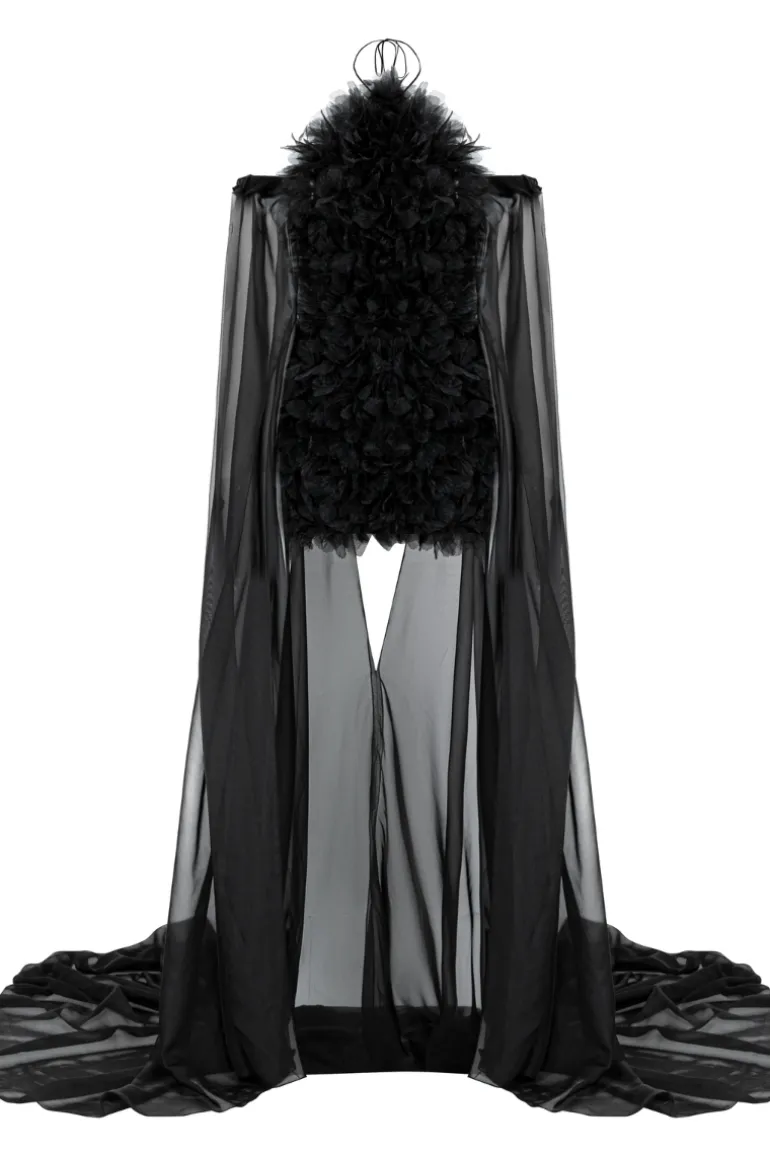 Dresses | Mini Dresses<CULT MIA FREYJA HALTER FLOWER APPLIQUE MINI DRESS Black