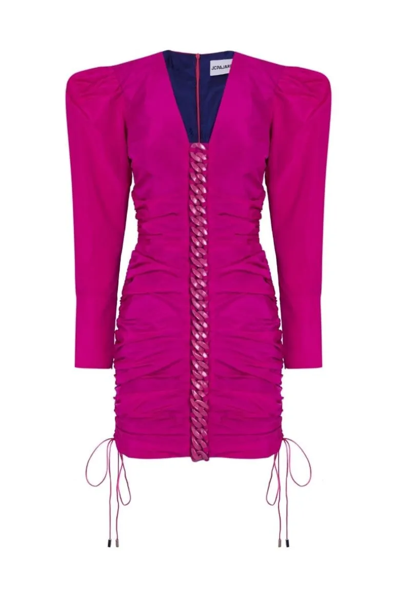Dresses | Midi Dresses<CULT MIA GATHERING DRESS WITH CHAIN Fuchsia