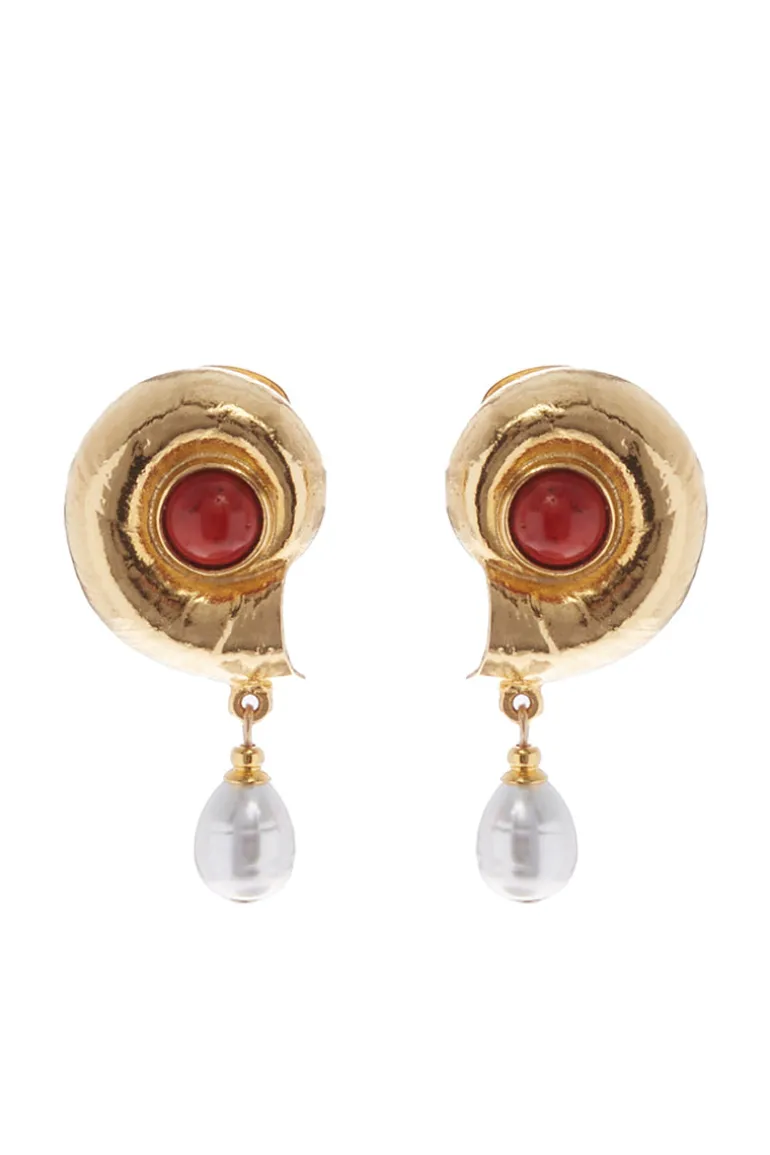 Earrings<CULT MIA FYSIA EARRINGS Gold & Coral