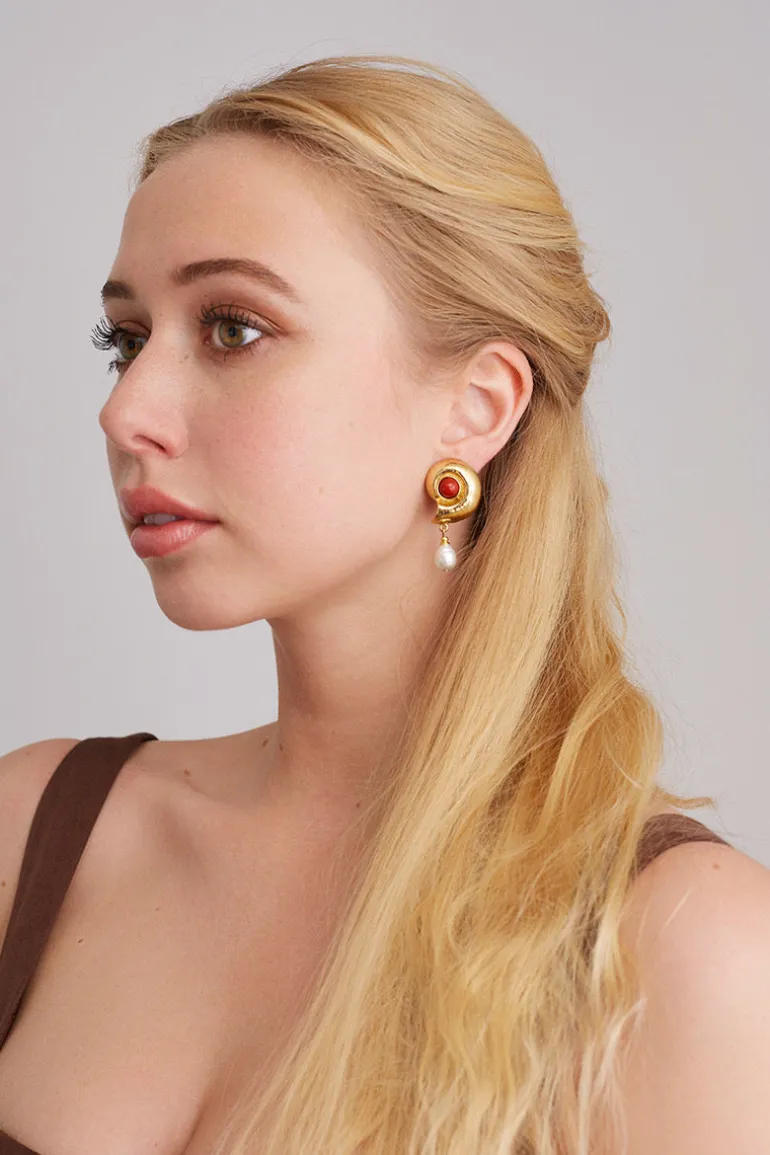 Earrings<CULT MIA FYSIA EARRINGS Gold & Coral