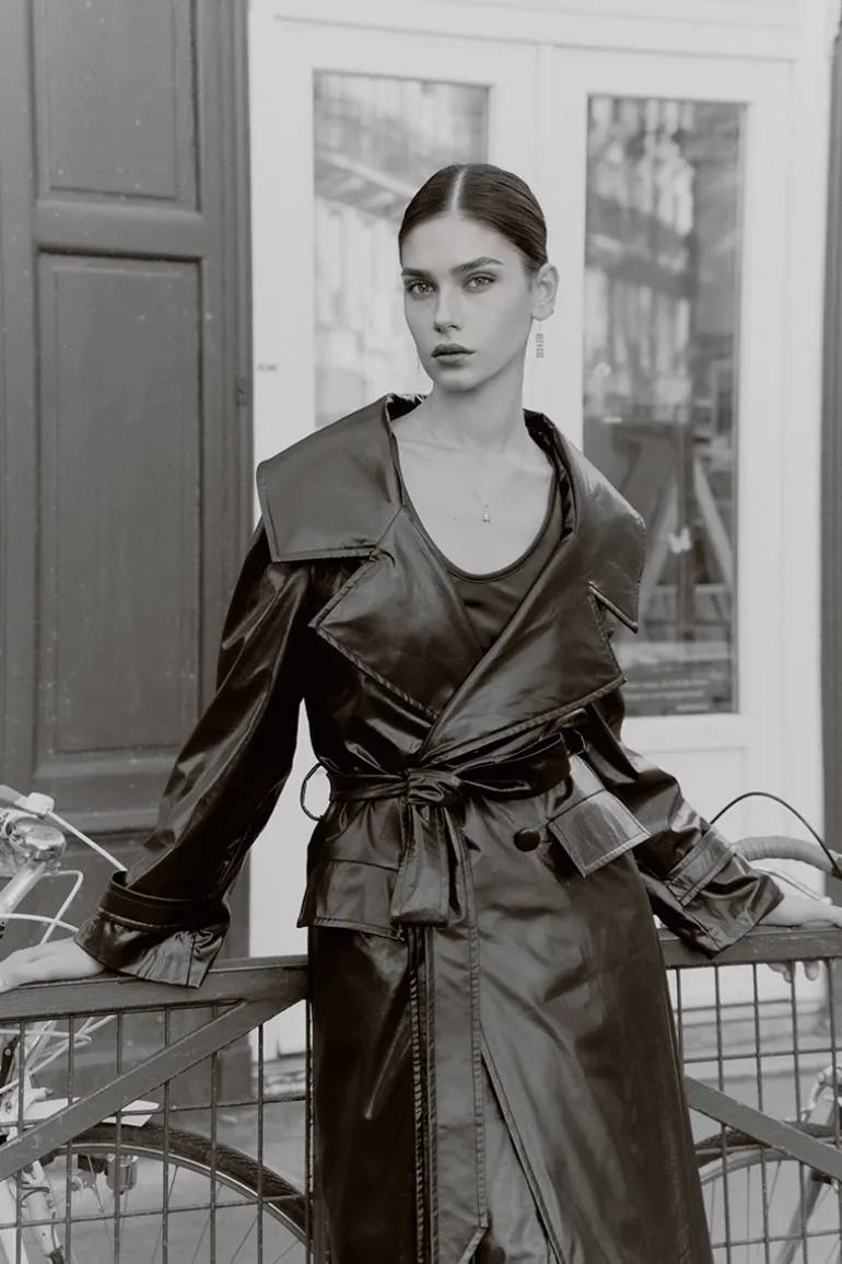 Coats<CULT MIA GABRIELLE FAUX LEATHER TRENCH COAT Brown