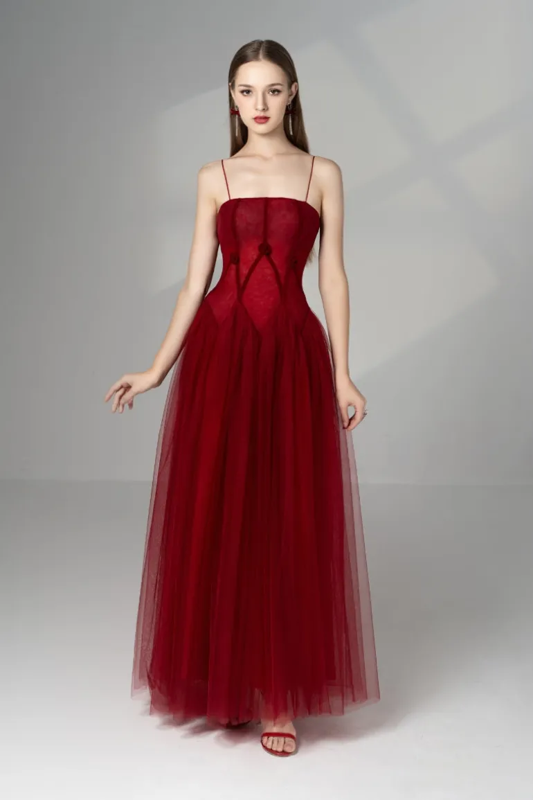 Dresses | Gowns<CULT MIA GEMINI DROP WAIST MESH MAXI DRESS Red