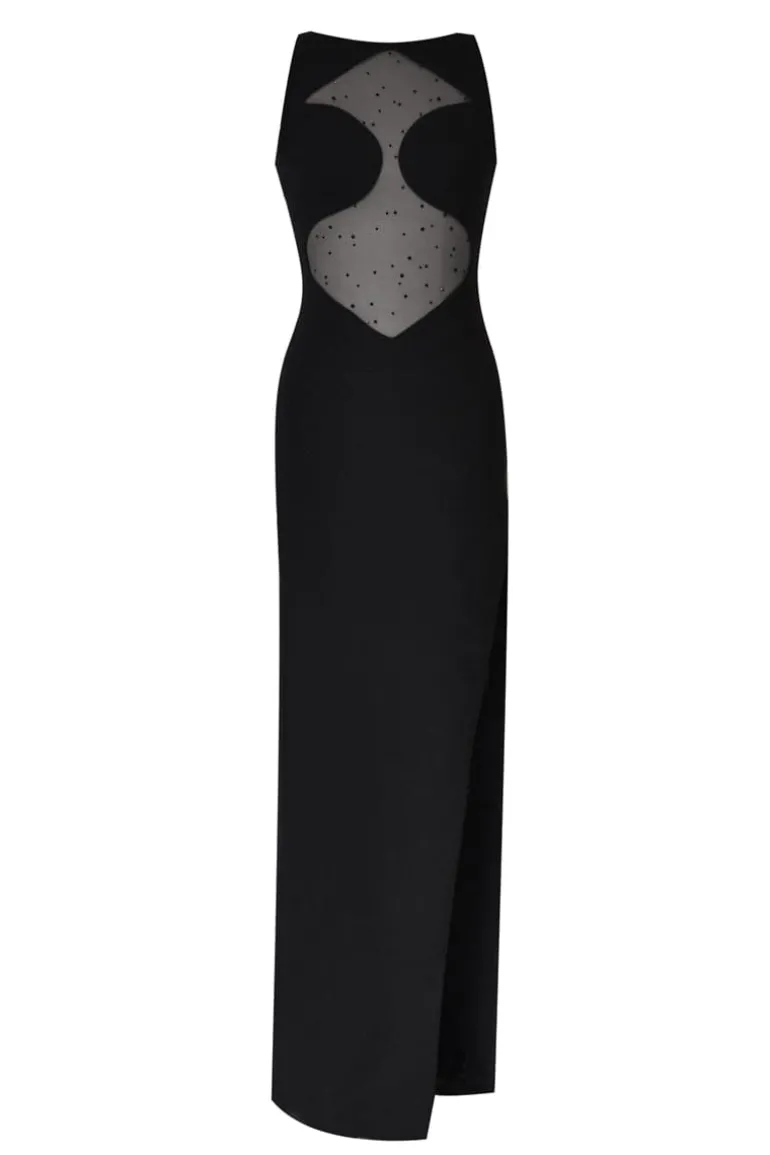 Dresses<CULT MIA GIA OPEN BACK MAXI DRESS Black