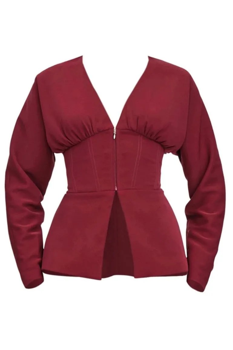 Blazers<CULT MIA GIA CORSET PLUM BLAZER
