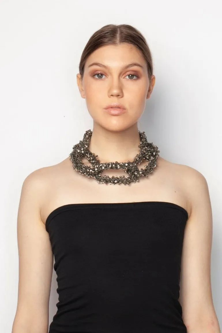 Necklaces<CULT MIA GLEAM OF NIGHT CRYSTAL CHAIN NECKLACE Gray
