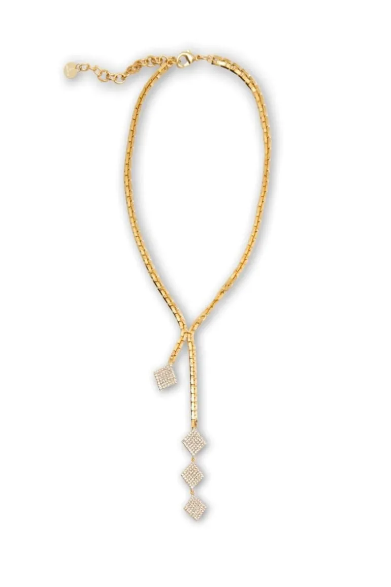 Necklaces<CULT MIA GOLD AND CRYSTAL LONG FRENNY NECKLACE Crystal/Gold