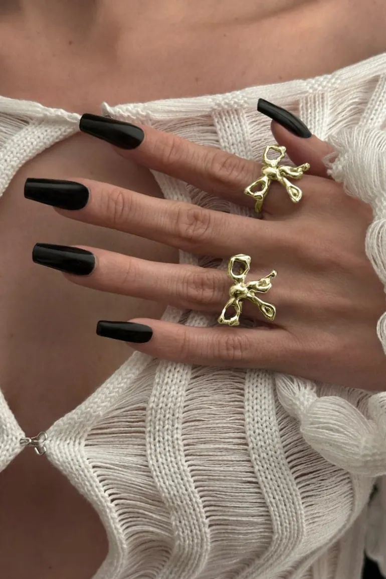 Rings<CULT MIA LIQUIFIED BOW RING Gold