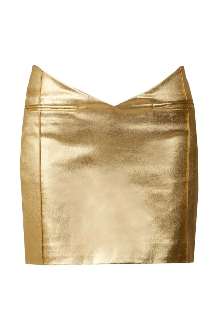Skirts<CULT MIA FAUX LEATHER MINI SKIRT Golden