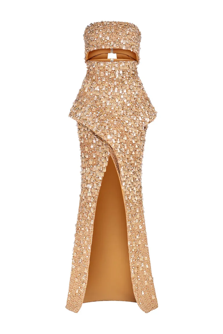 Outfit Sets<CULT MIA GOLDEN- 2-PIECE TWEED DRESS Brown