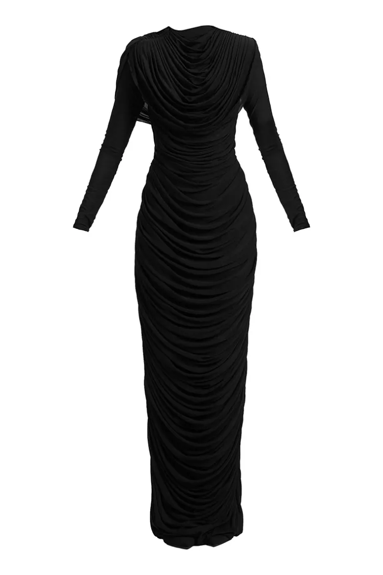 Dresses<CULT MIA GRACE LONG SLEEVE MAXI DRESS Black