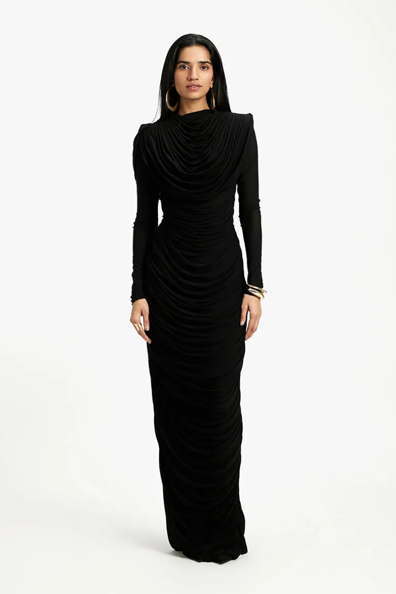 Dresses<CULT MIA GRACE LONG SLEEVE MAXI DRESS Black