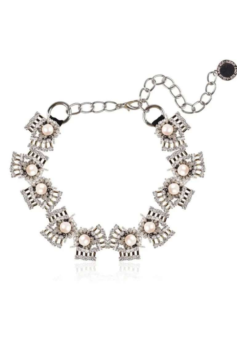 Necklaces<CULT MIA GRACIA CRYSTAL AND PEARLS BAMBOO BEADED NECKLACE Silver