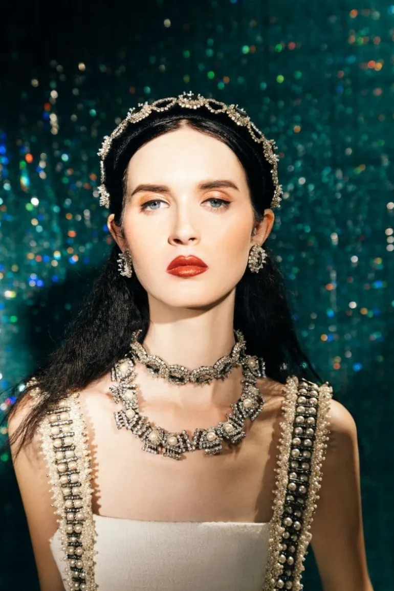Necklaces<CULT MIA GRACIA CRYSTAL AND PEARLS BAMBOO BEADED NECKLACE Silver