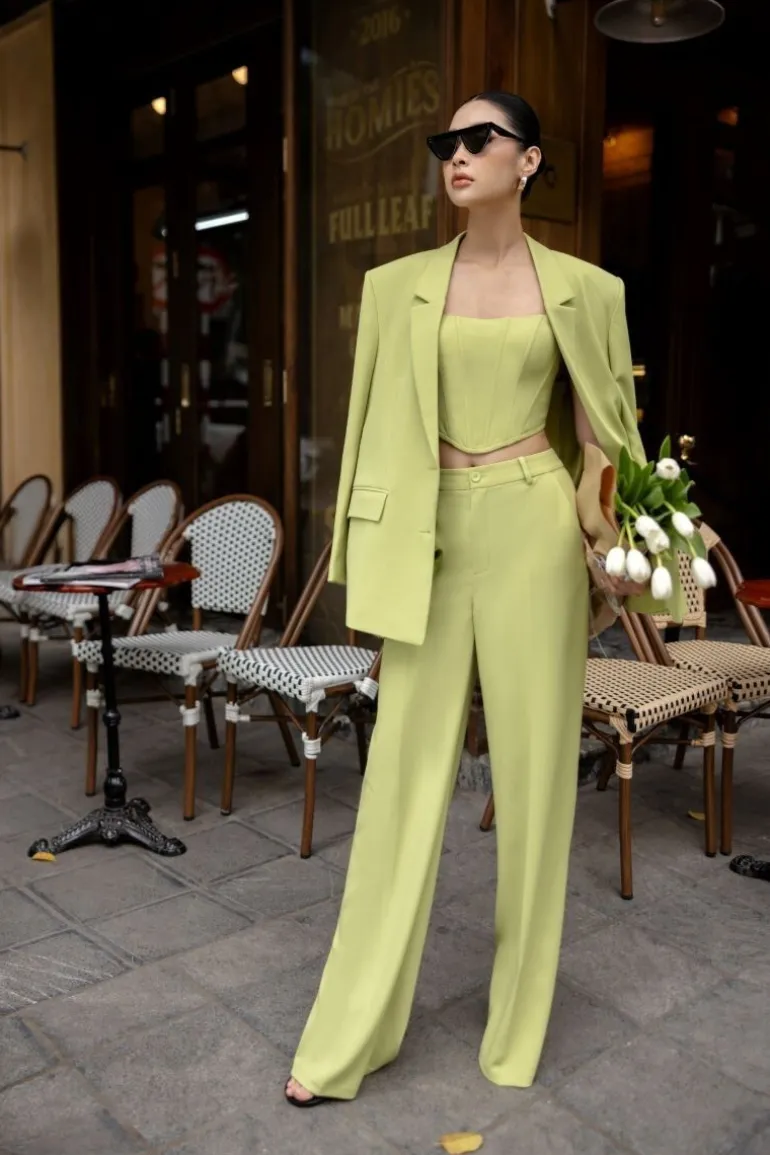 Outfit Sets<CULT MIA GRAINNE GREEN TUYTSI STRAIGHT THREE PIECE SET Lime Green