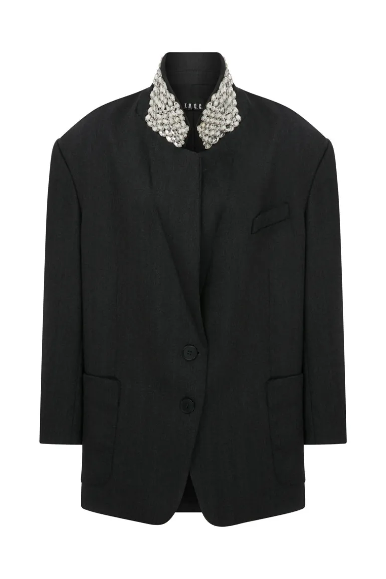 Jackets<CULT MIA HAND EMBELLISHED COLLAR OVERSIZED JACKET Gray