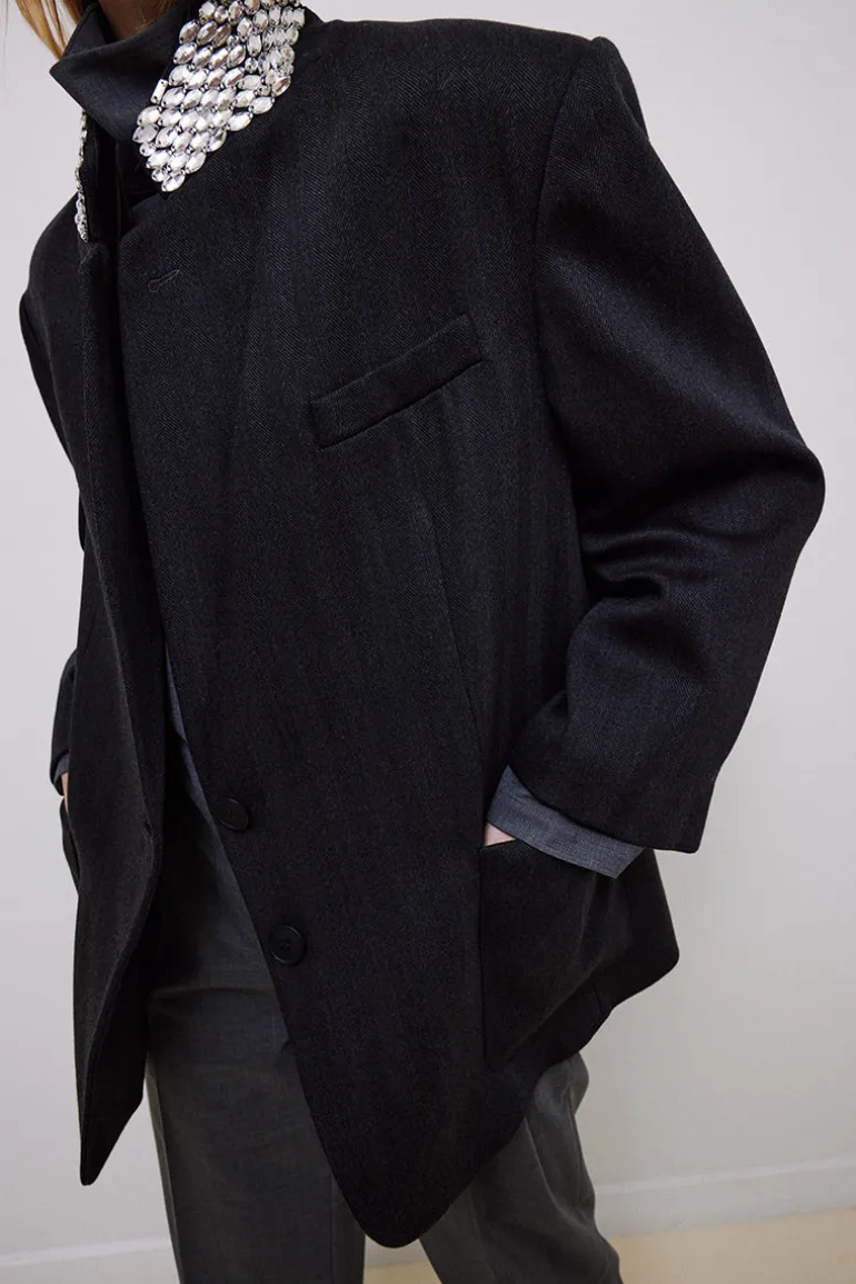 Jackets<CULT MIA HAND EMBELLISHED COLLAR OVERSIZED JACKET Gray