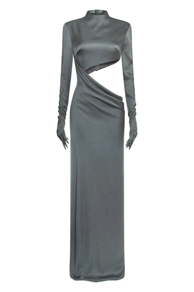 Dresses<CULT MIA INNER SHADOW CUT-OUT MAXI DRESS Gray