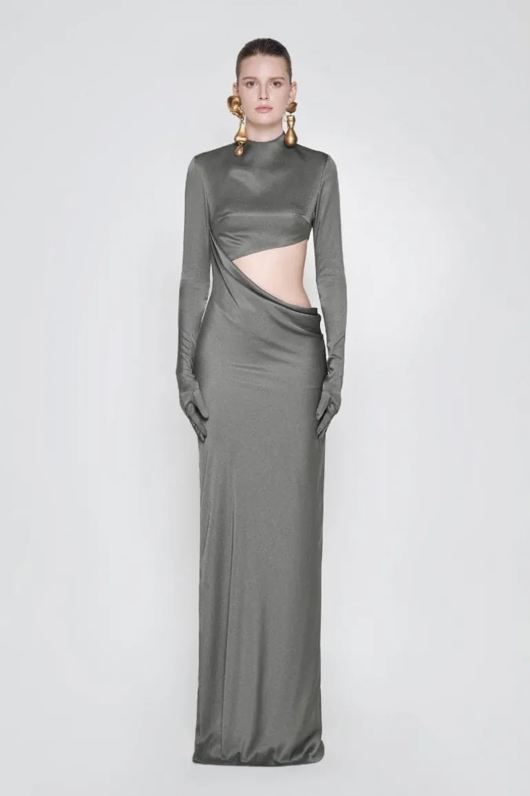 Dresses<CULT MIA INNER SHADOW CUT-OUT MAXI DRESS Gray