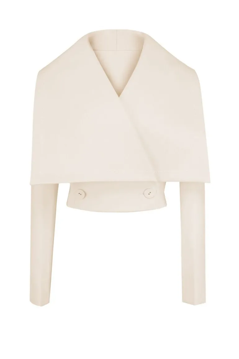 Jackets<CULT MIA GRAYSON CROPPED V-NECK JACKET Cream