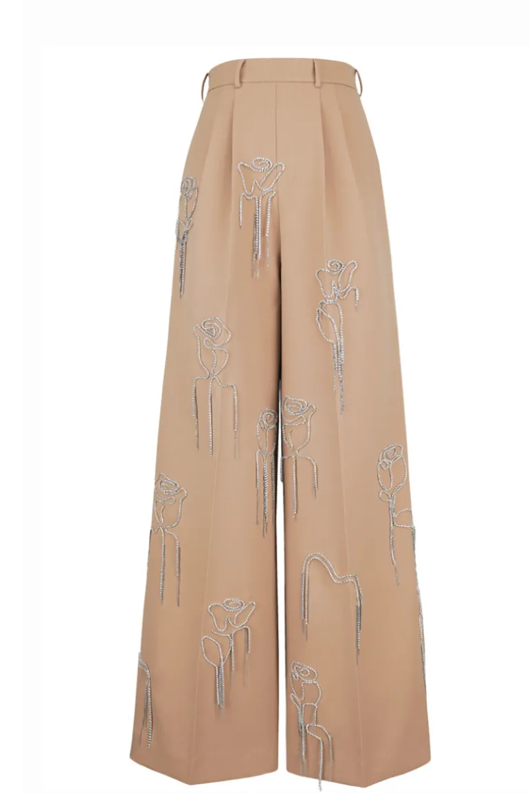 Pants<CULT MIA GRAYSON STRAIGHT WIDE LEG FLOOR LENGTH PANTS IN Brown