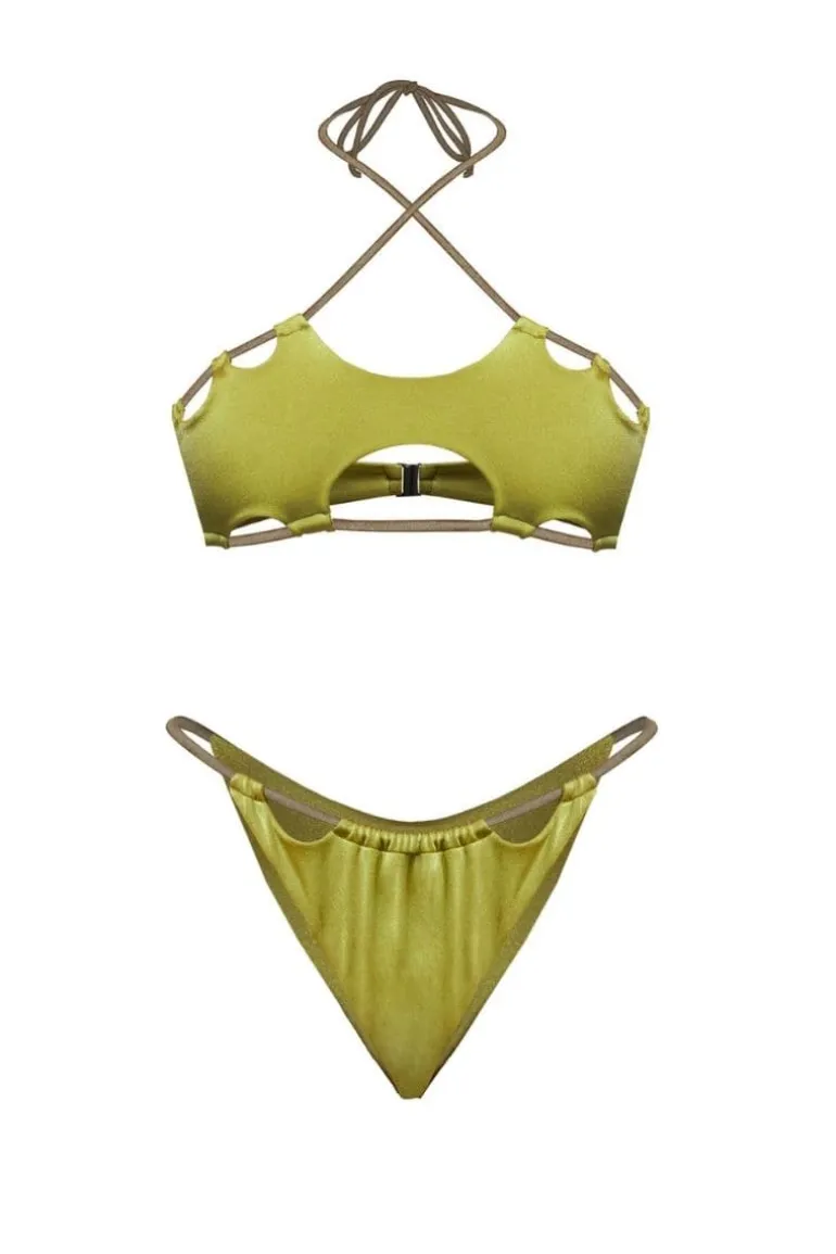 Swimwear<CULT MIA GREEN & GRAY KHAKI EUDORA BIKINI Green and Grey Khaki