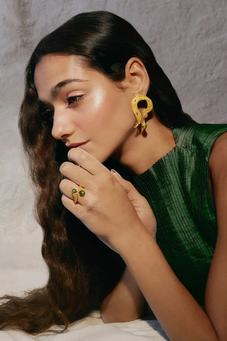 Rings<CULT MIA GREEN FROST RING Gold & Green