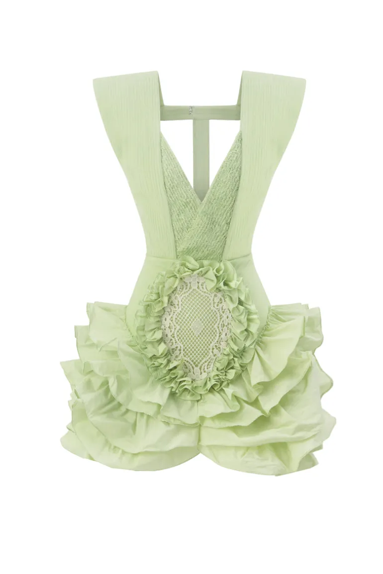Dresses | Mini Dresses<CULT MIA LACE DETAILED TAFFETA MINI DRESS Green