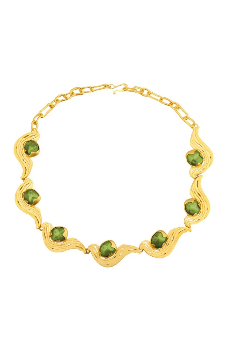 Necklaces<CULT MIA GREEN METEORITE NECKLACE Gold & Green