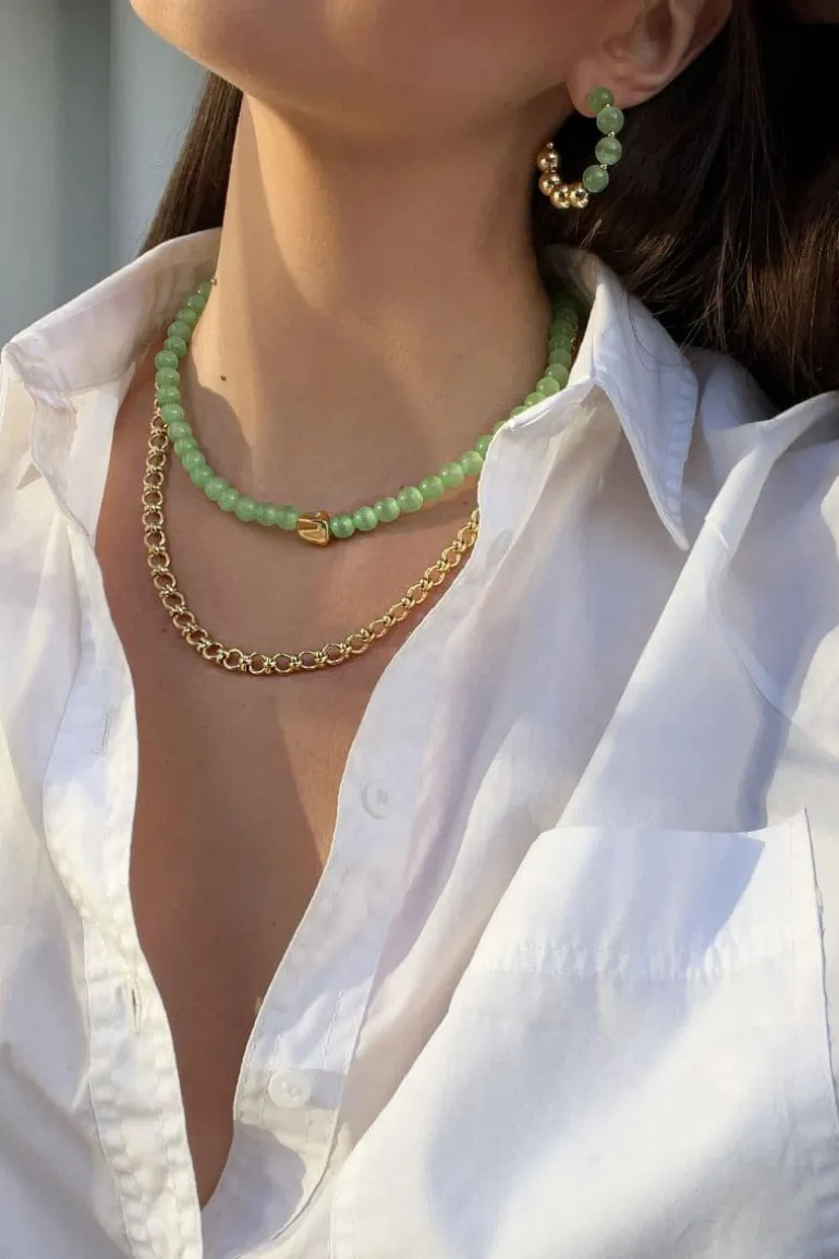 Necklaces<CULT MIA GREEN TOKYO CHOKER Green/Gold