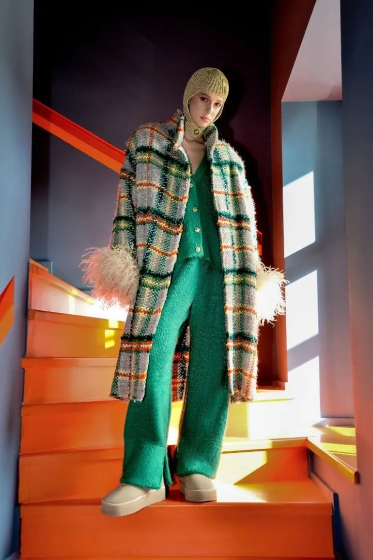 Pants<CULT MIA GREEN WOOL-BLEND PANTS