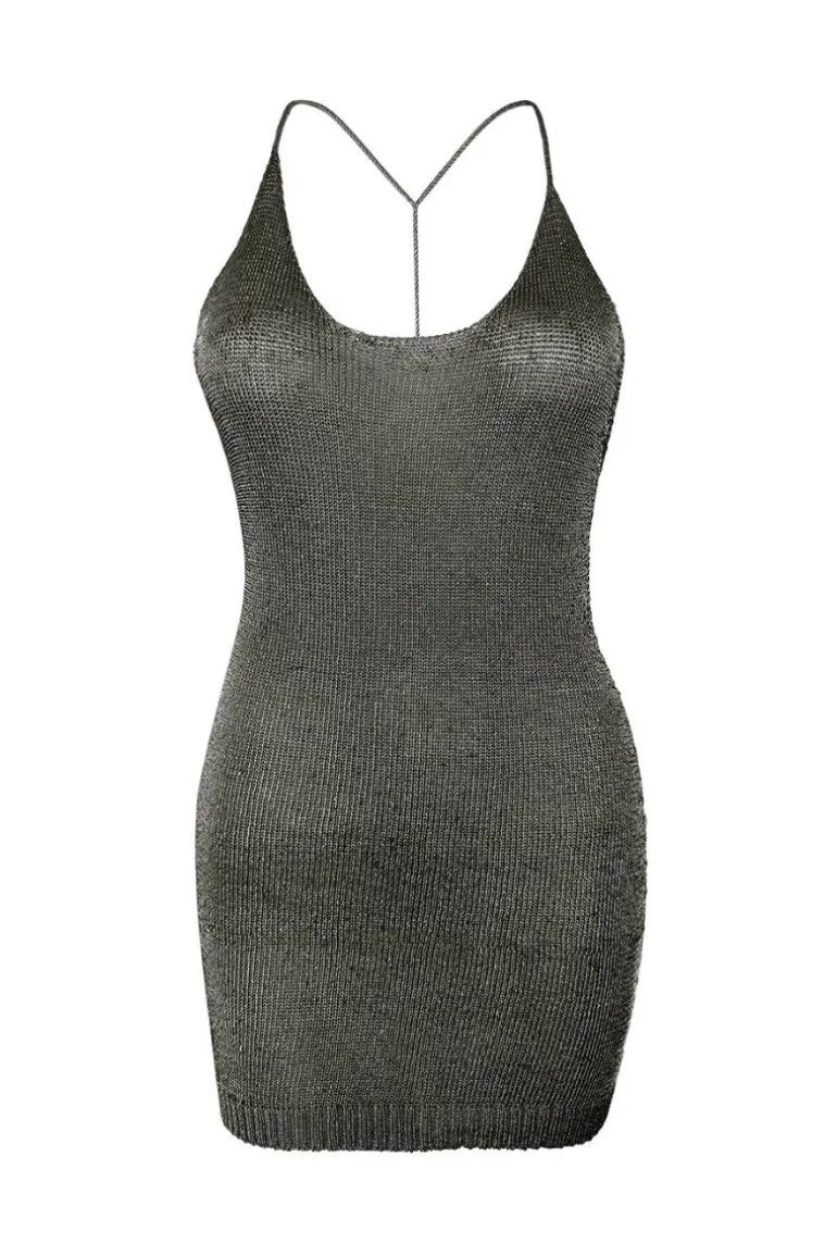 Dresses | Mini Dresses<CULT MIA SPARKLY KNIT MINI DRESS Gunmetal