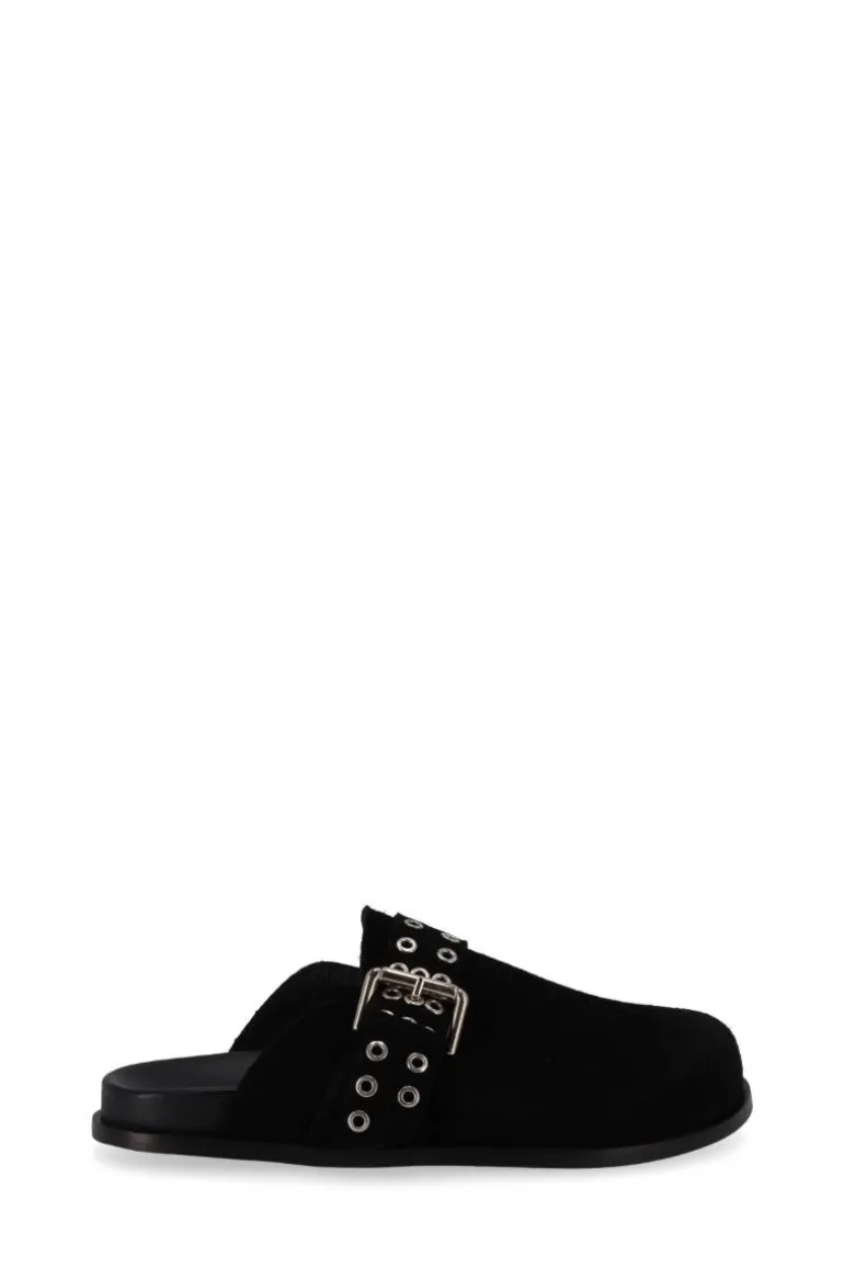 Flats<CULT MIA HALIA LEATHER MULES IN BLACK