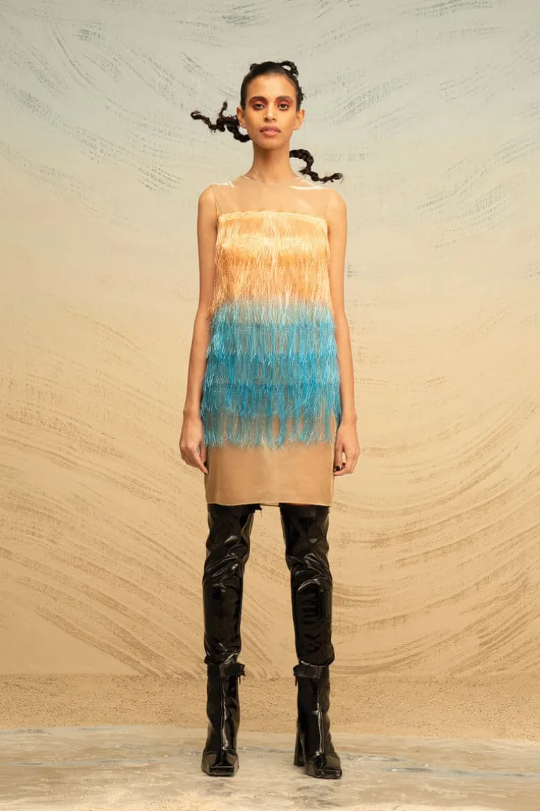 Dresses | Midi Dresses<CULT MIA HAND-EMBROIDERED FRINGED MIDI DRESS Pink-Blue