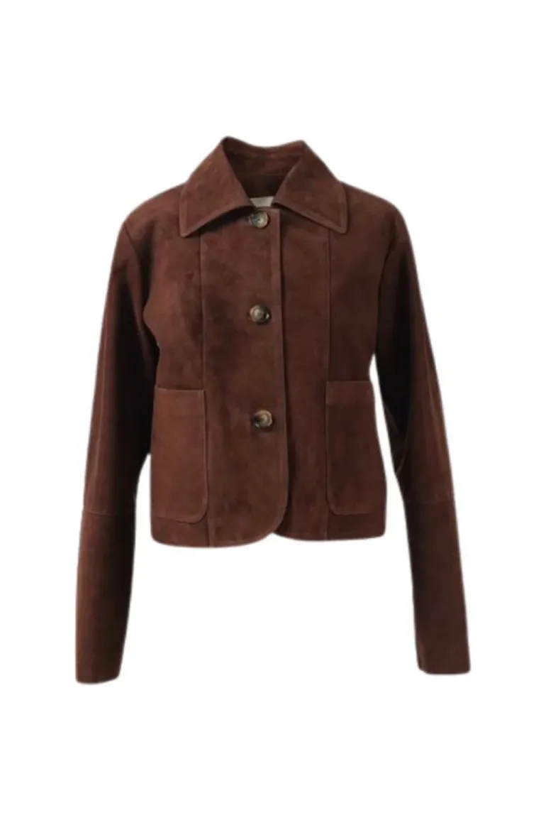 Jackets<CULT MIA HEATHER SUEDE JACKET IN BROWN Brown Suede