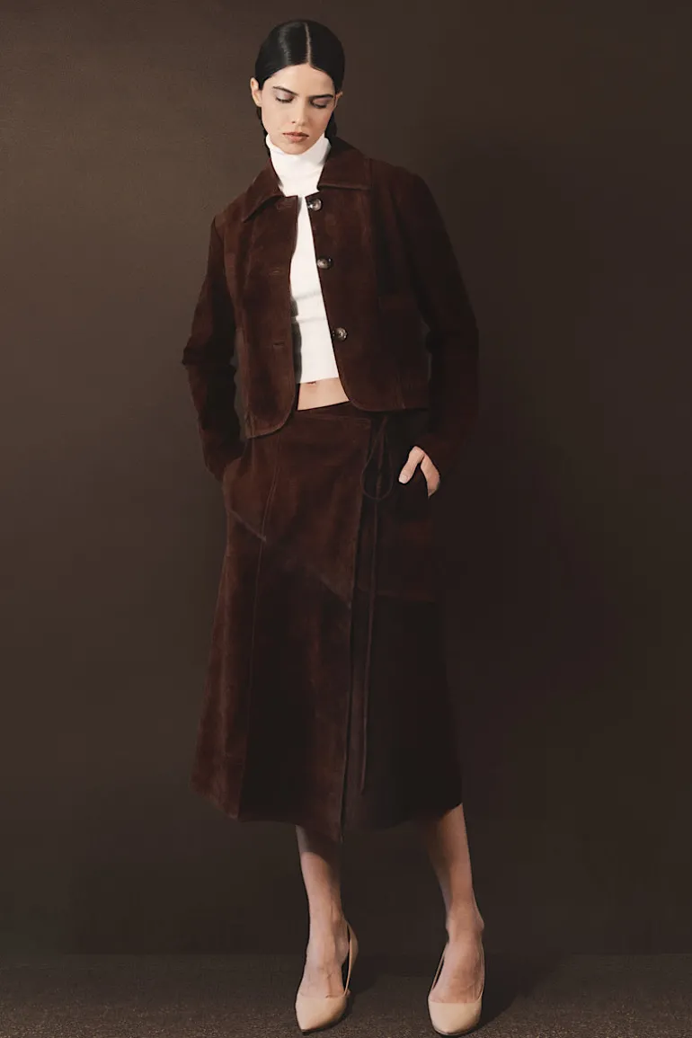 Jackets<CULT MIA HEATHER SUEDE JACKET IN BROWN Brown Suede