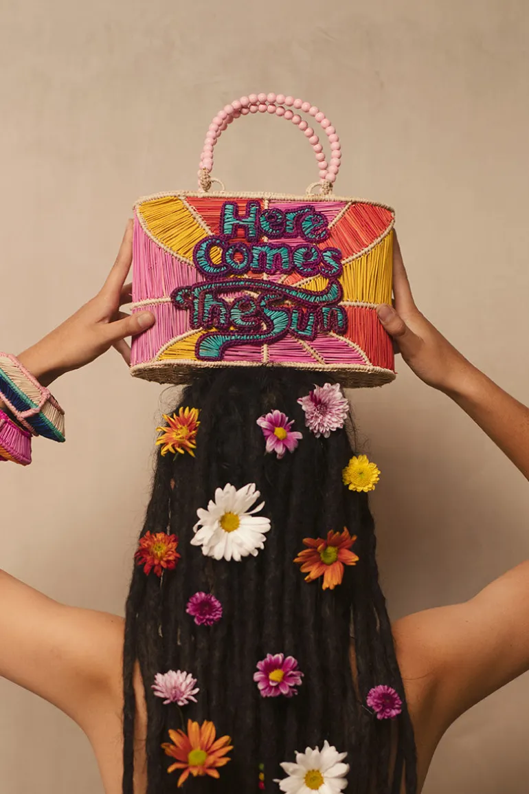 Top Handle Bags<CULT MIA HERE COMES THE SUN TOTE BAG Yellow, Pink and Red