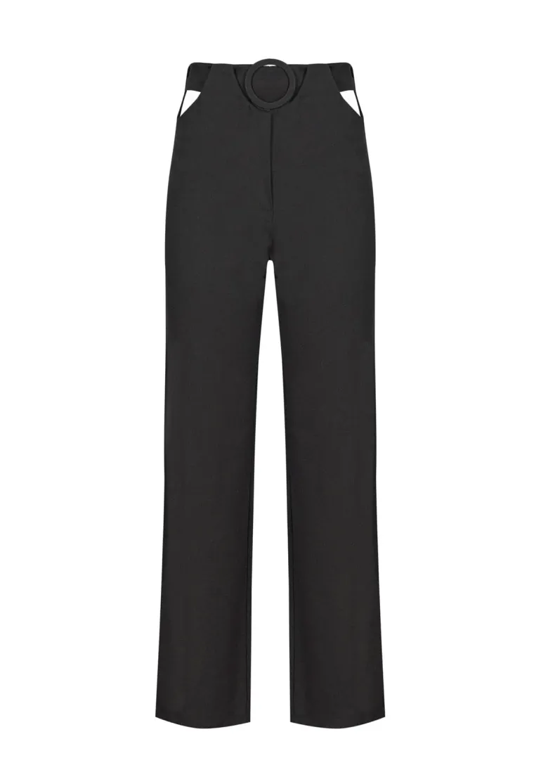 Pants<CULT MIA HIGH-RISE CUTOUT COTTON PANTS