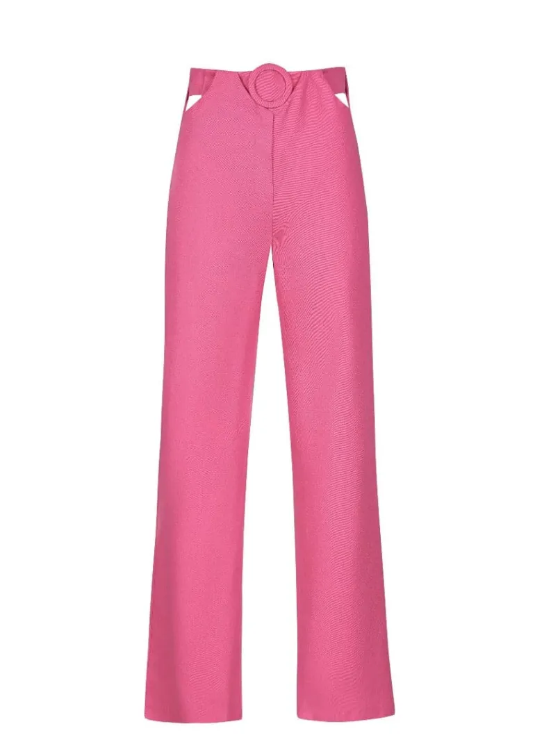 Pants<CULT MIA HIGH-RISE CUTOUT COTTON PANTS