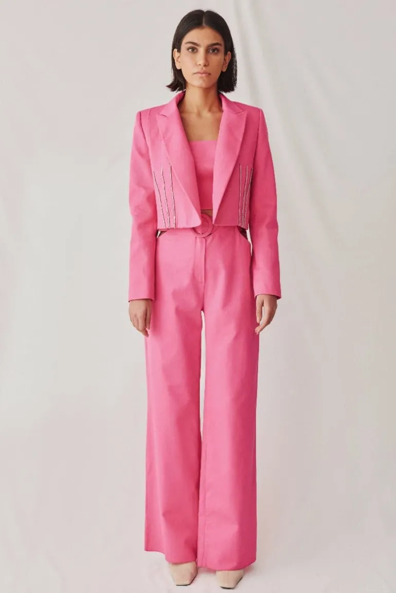 Pants<CULT MIA HIGH-RISE CUTOUT COTTON PANTS