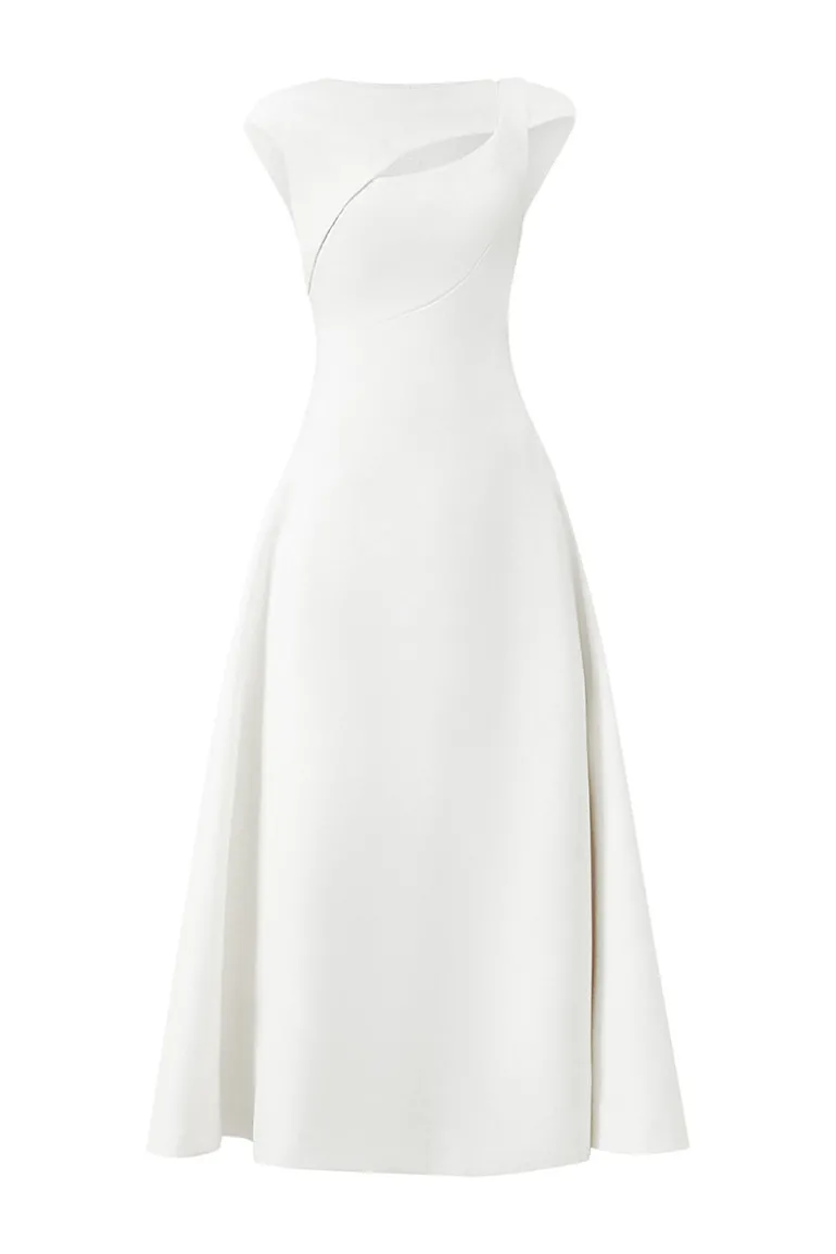 Dresses | Midi Dresses<CULT MIA HOLLYHOCK A-LINE CUT-OUT CREPE MIDI DRESS IN White