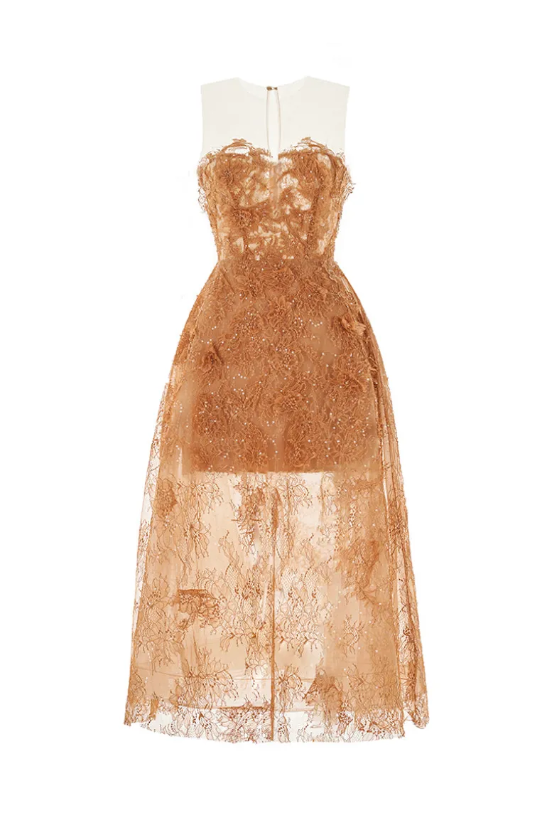 Dresses | Midi Dresses<CULT MIA BEADED LACE DRESS Honey
