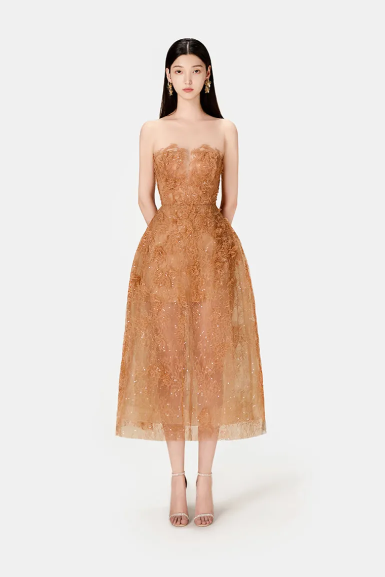 Dresses | Midi Dresses<CULT MIA BEADED LACE DRESS Honey