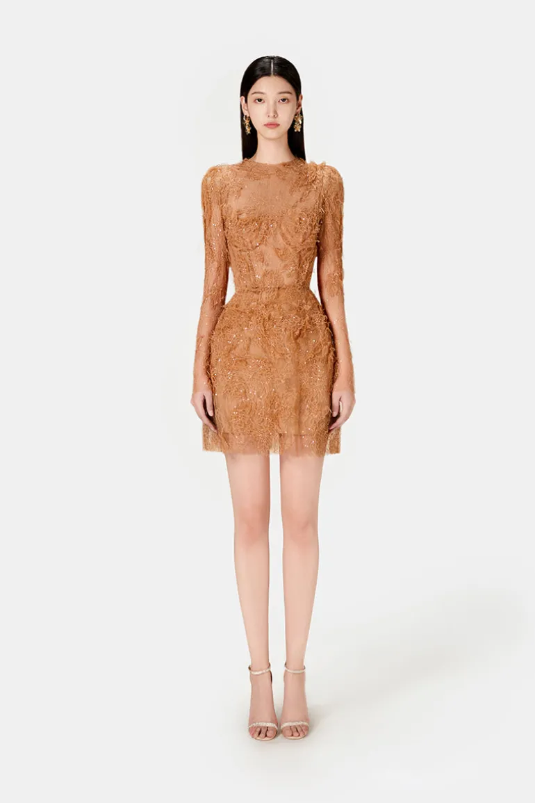 Dresses | Mini Dresses<CULT MIA BEADED LACE MINI DRESS Honey