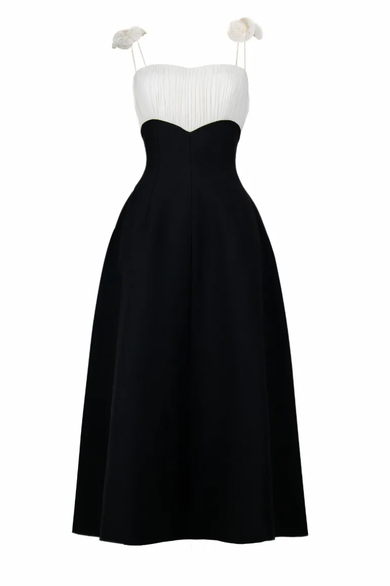 Dresses | Midi Dresses<CULT MIA HYACINTH A-LINE SPAGHETTI STRAP MIDI DRESS Black/ Cream